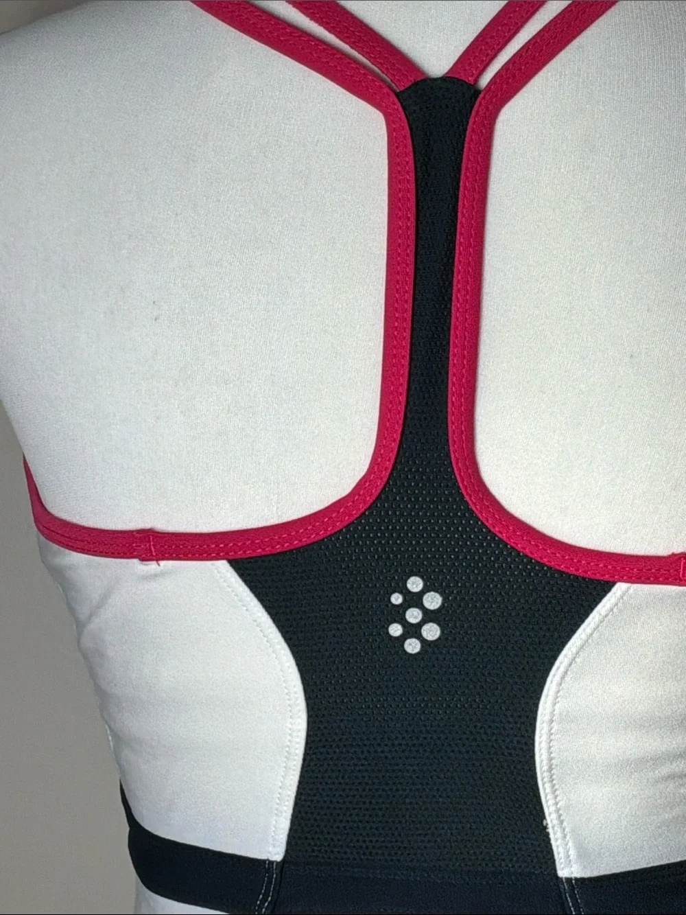 Nike Fitted T-back Tank Top White/Black/Hot Pink Sz M